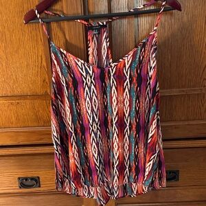 EUC Forever 21 Racerback Split back Tribal Aztec Patterned Cami Top Boho